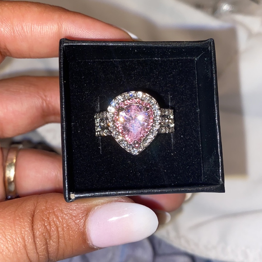 925 sterling silver pink sapphire engagement ring